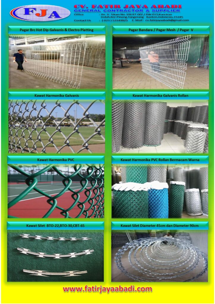 jual pagar brc, pagar bandara, kawat harmonika, kawat silet, kawat duri, kawat bronjong, tiang pju, wire mesh, besi siku, kawat bwg