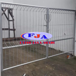 Pintu Pagar Brc Swing Ganda T. 175 cm x L. 300 cm Electro Platting Galvaniz